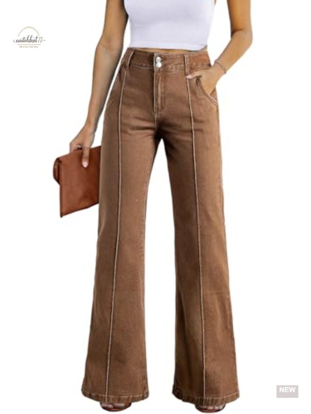 Wide Leg High Waisted Stretch Denim Jeans Loose Fit Full Length